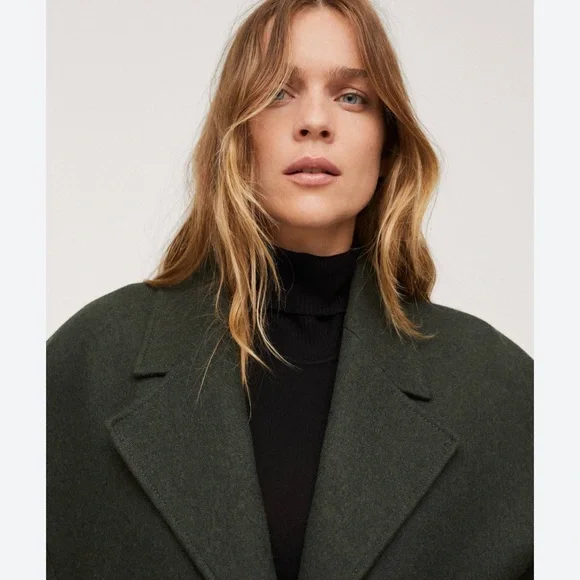 Mango Wool Coat Khaki XS - Picture 3 of 4
